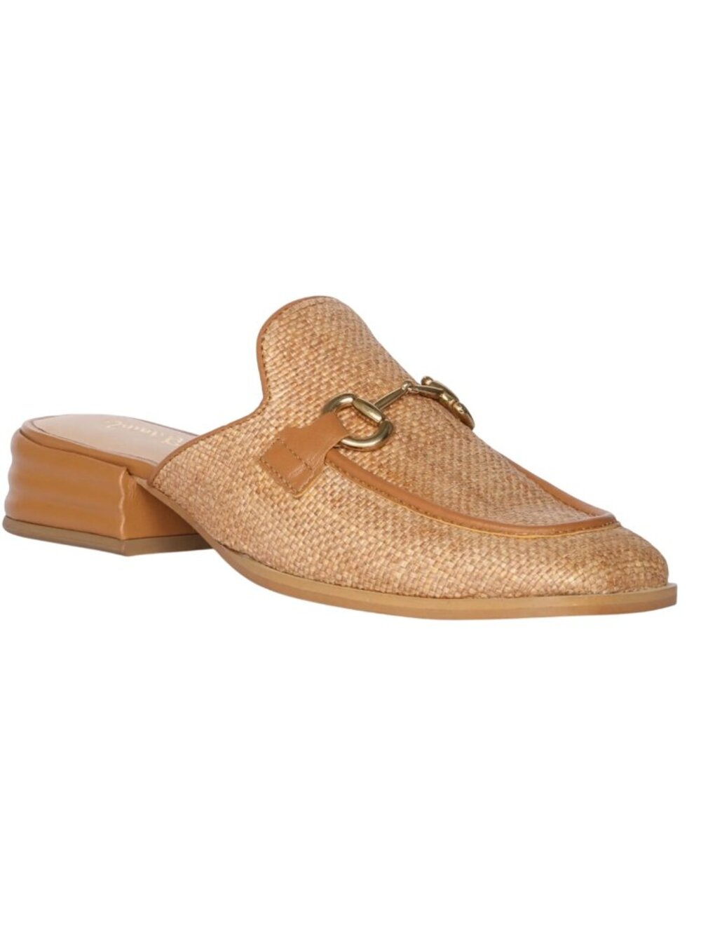 Saint G Izaara Basket-Weave Raffia Mule Loafers Bit Hardware Block Heel Size 10